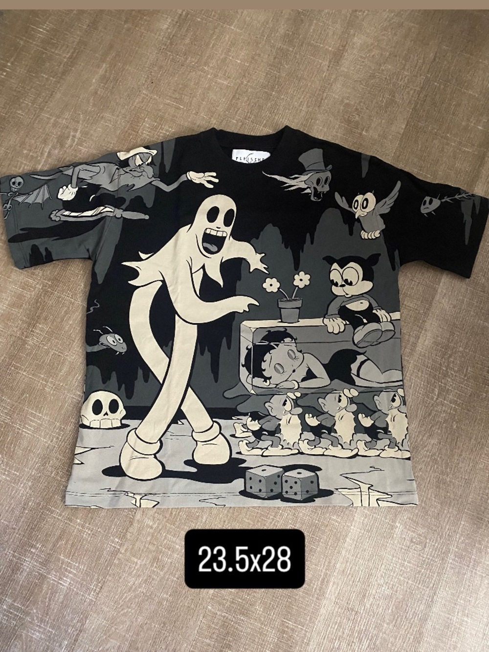 Rockin' Pins Betty Boop black & white cartoon graphic tee fleischer men’s large